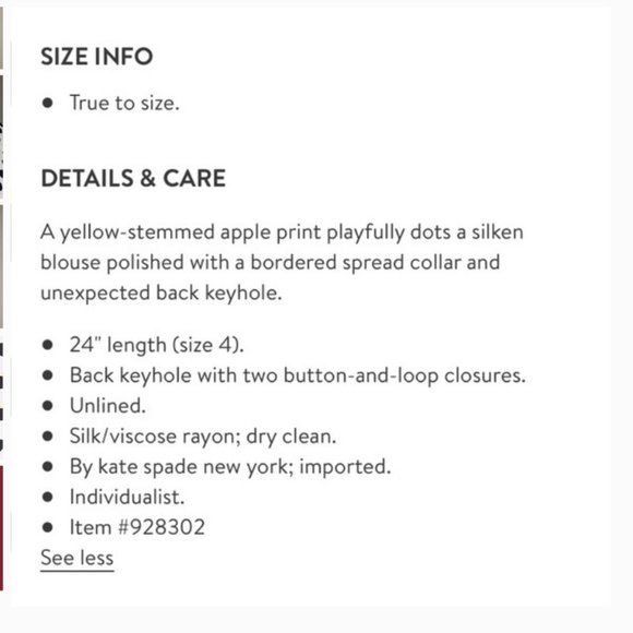 Kate Spade Sierra Apple Print Top blouse 2 nwot - Picture 13 of 13